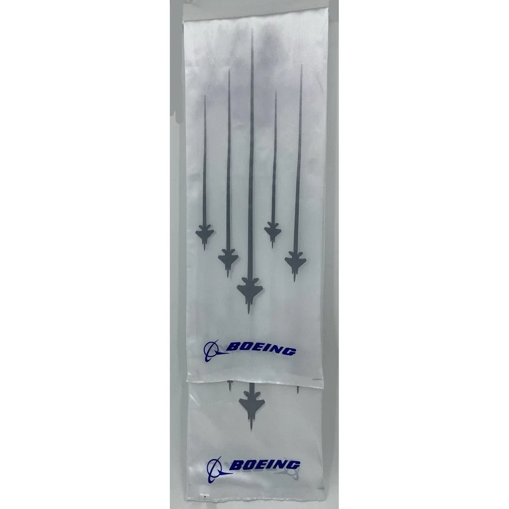 Boeing AF Air Force Scarf Table Runner Jets Formation White Satiny Polyester